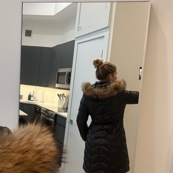 Moncler Black Puffer Coat with Fur Trim